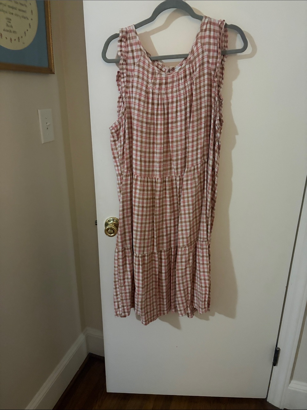 Old Navy Pink and White Plaid Tiered Sundress